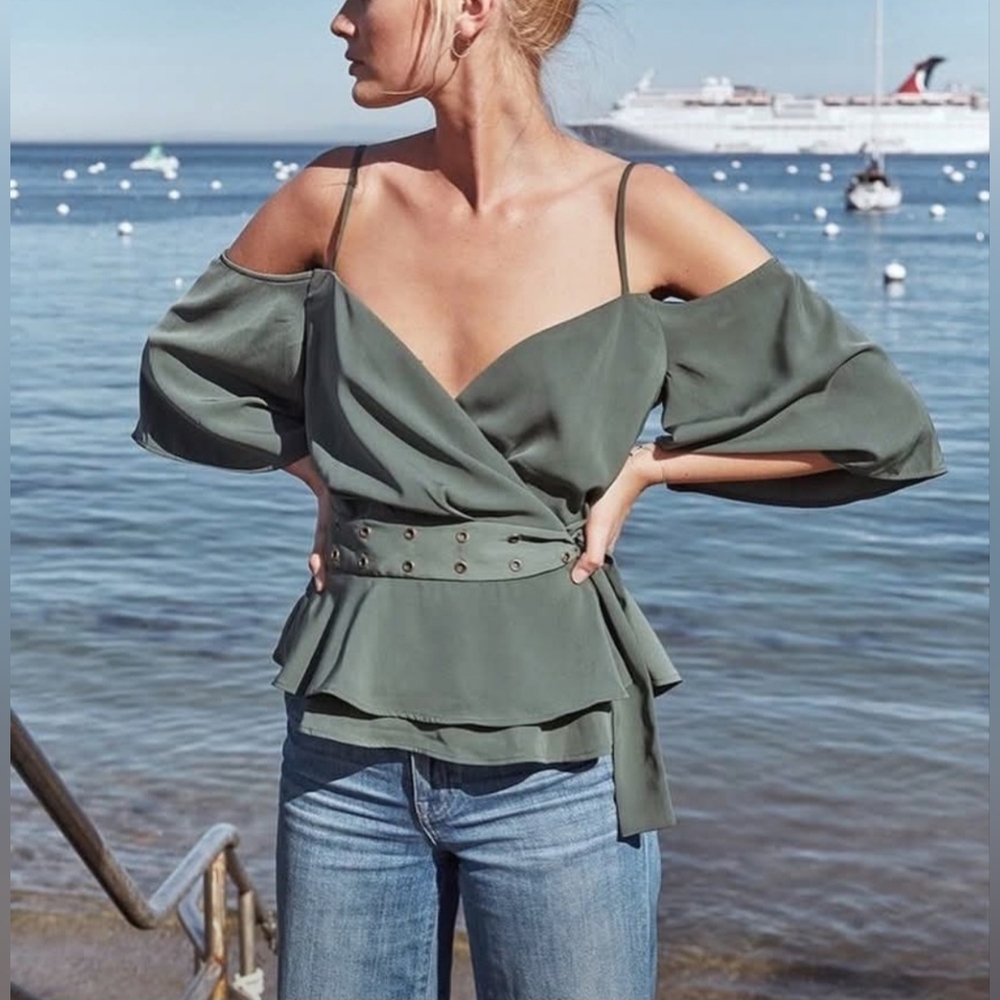 TJD Elegant Off-Shoulder Blouse-Size S